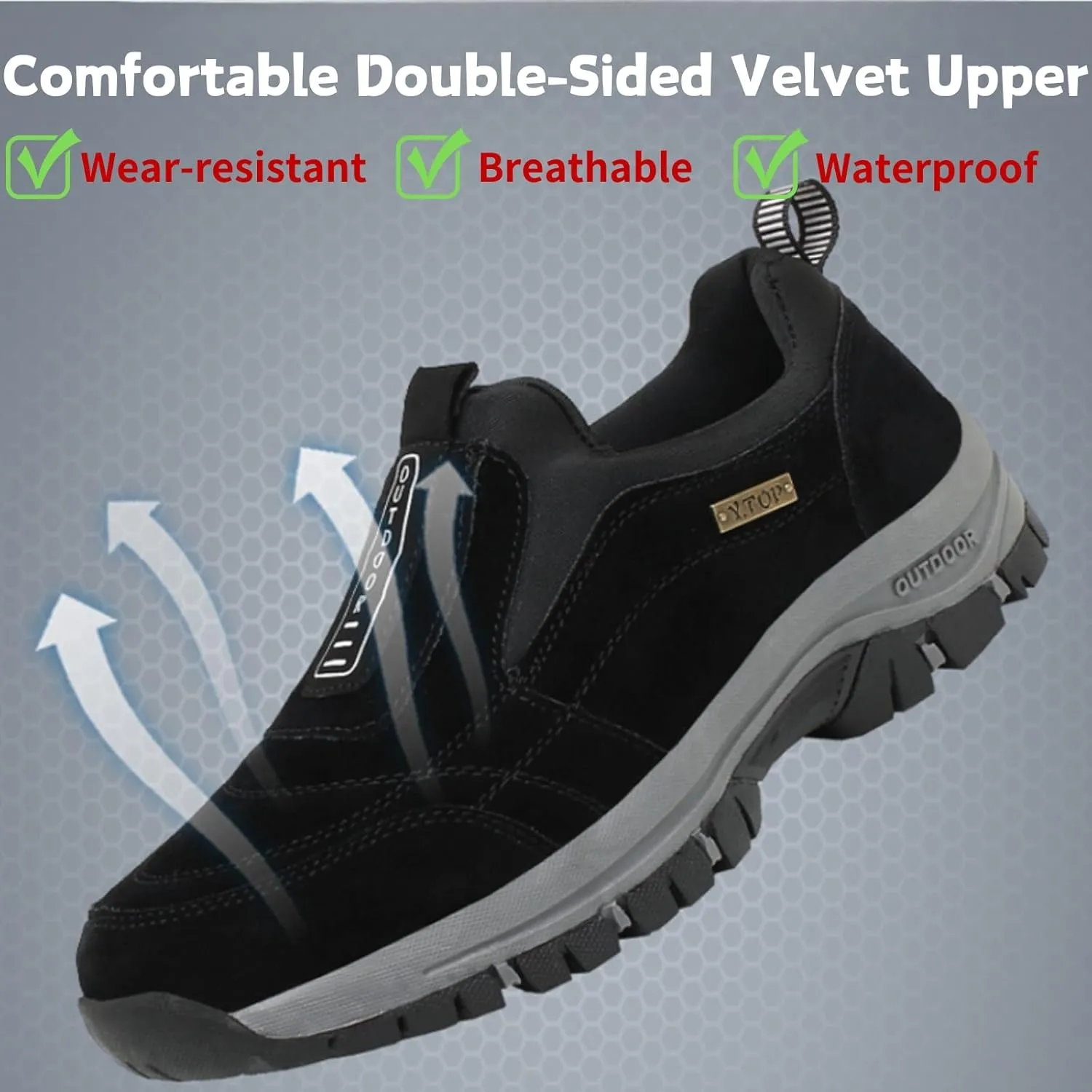 Mens Comfort Hands Free Slip On Shoes Dallader Men's Comfortable Waterproof Orthopedic Walking Shoes Hiking Shoes