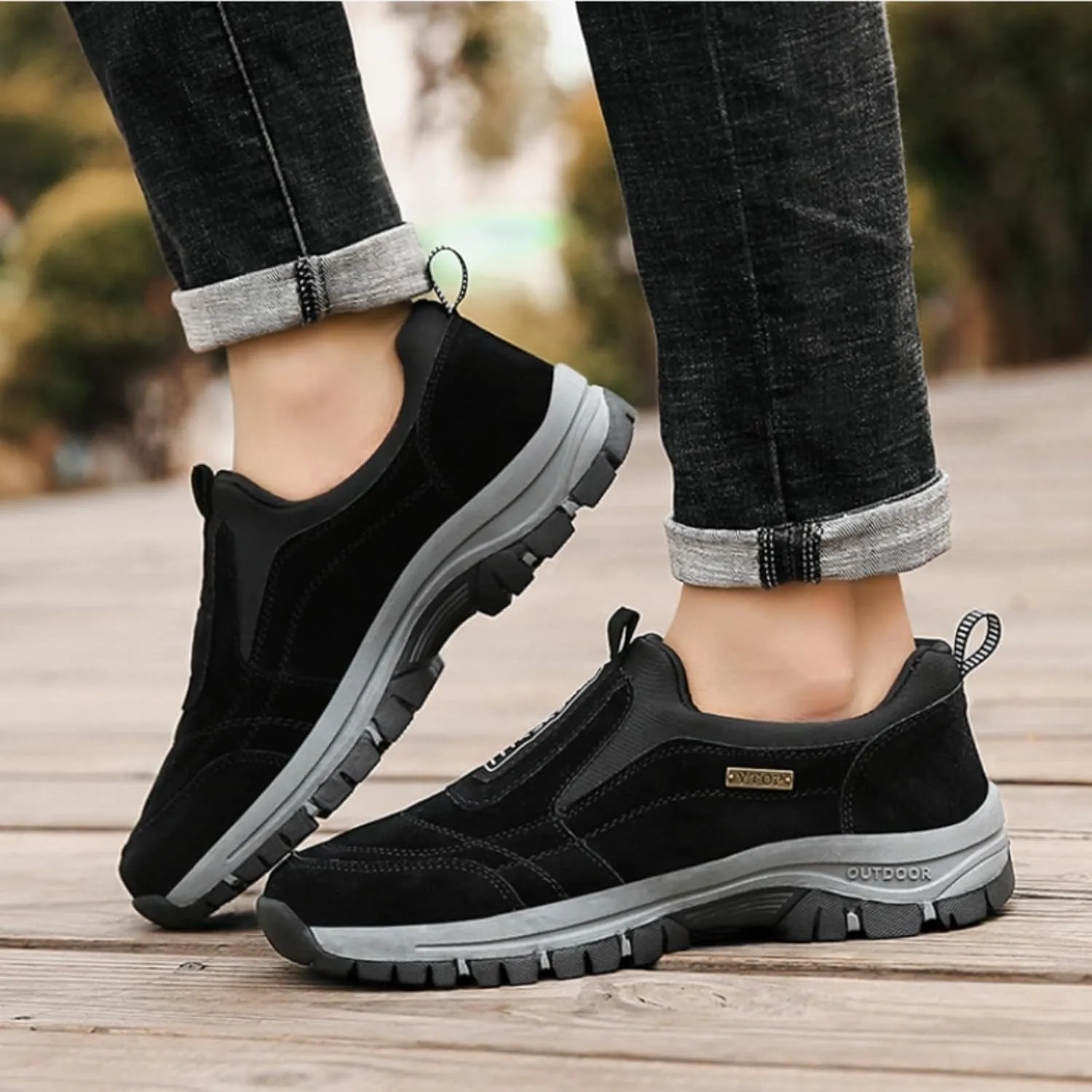 Mens Comfort Hands Free Slip On Shoes Dallader Men's Comfortable Waterproof Orthopedic Walking Shoes Hiking Shoes