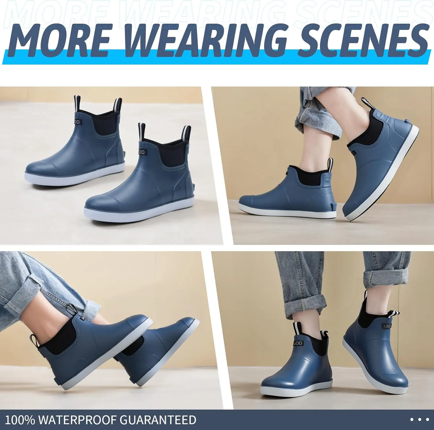 Men's Deck Boots Waterproof Rain Boots Slip On Fishing Booties Ankle Booties Chelsea Boot Men botas para hombre for Gardening Fishing Boating Camping Sailing