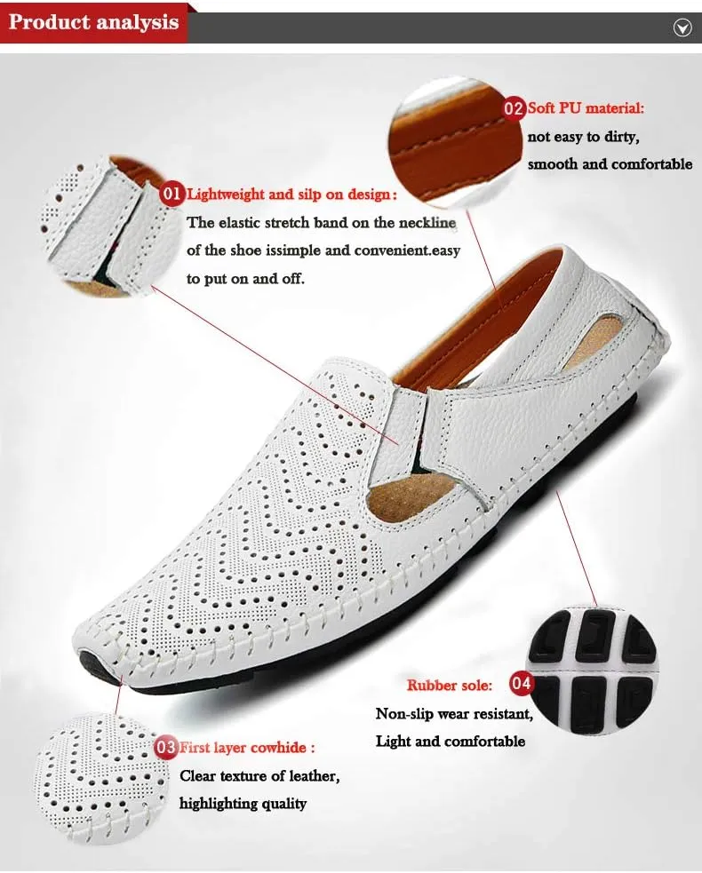 Men's Driving Shoes Leather Fashion Slipper Casual Slip on Loafers Shoes in Summer