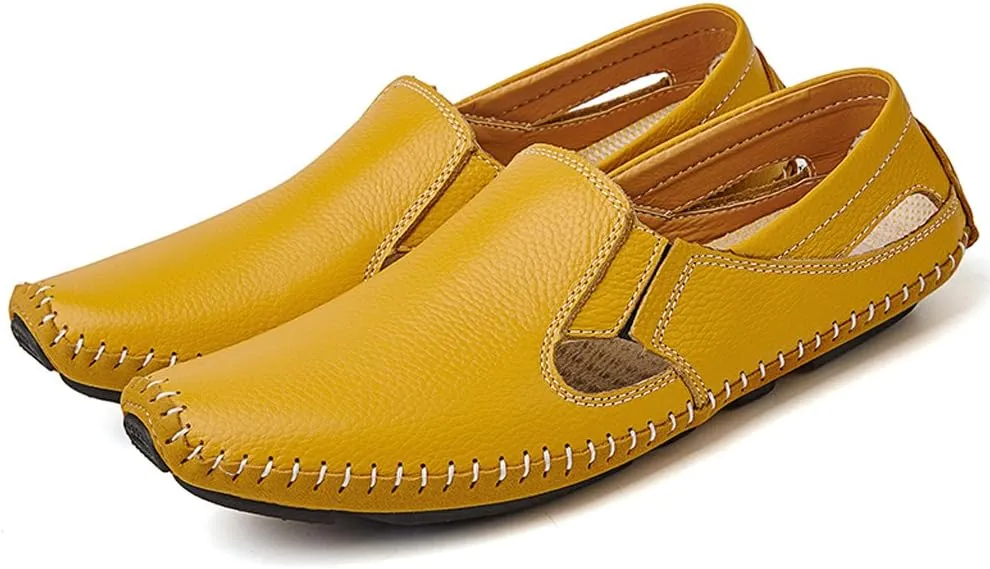 Men's Driving Shoes Leather Fashion Slipper Casual Slip on Loafers Shoes in Summer