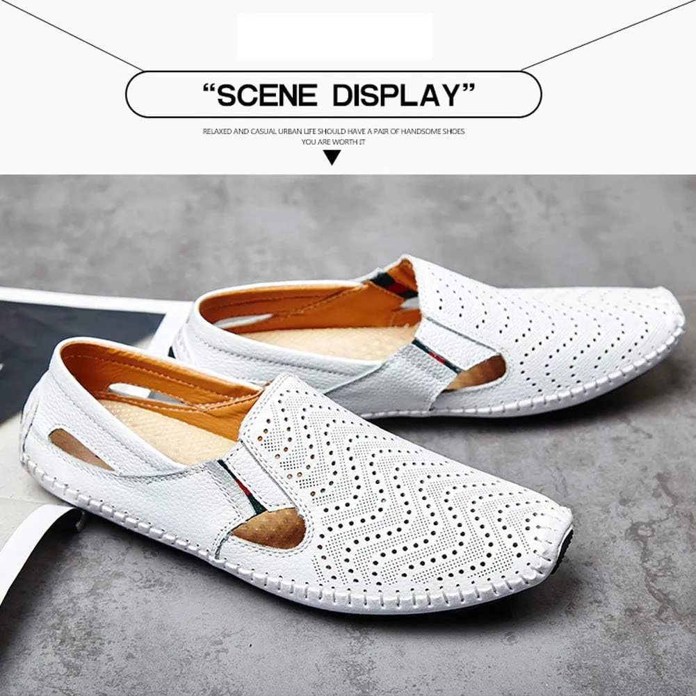 Men's Driving Shoes Leather Fashion Slipper Casual Slip on Loafers Shoes in Summer