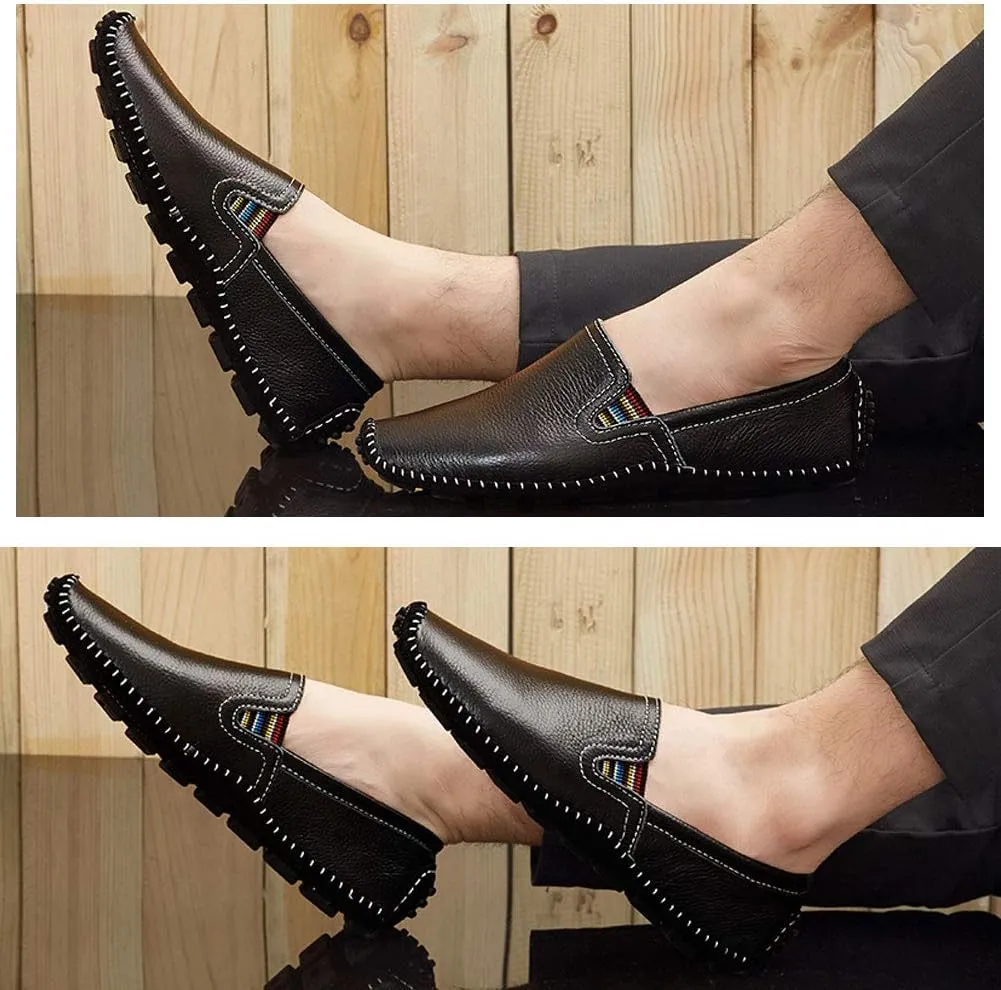 Men's Driving Shoes Leather Fashion Slipper Casual Slip on Loafers Shoes in Summer