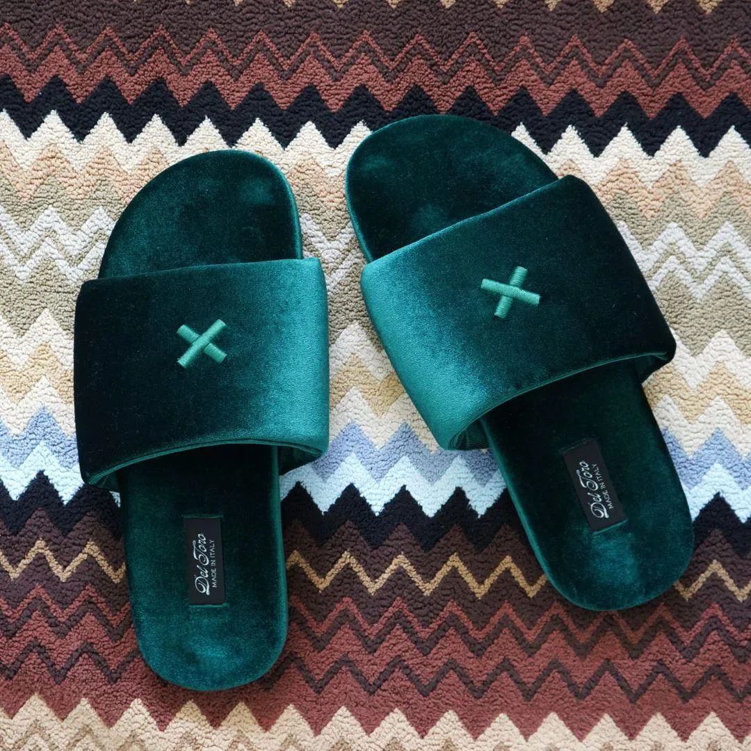 Men's Emerald Velvet House Slide from Del Toro Shoes