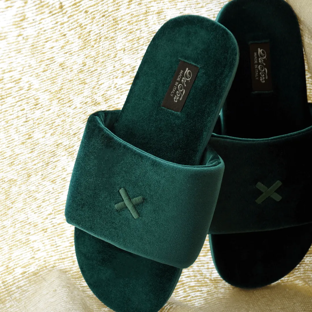 Men's Emerald Velvet House Slide from Del Toro Shoes