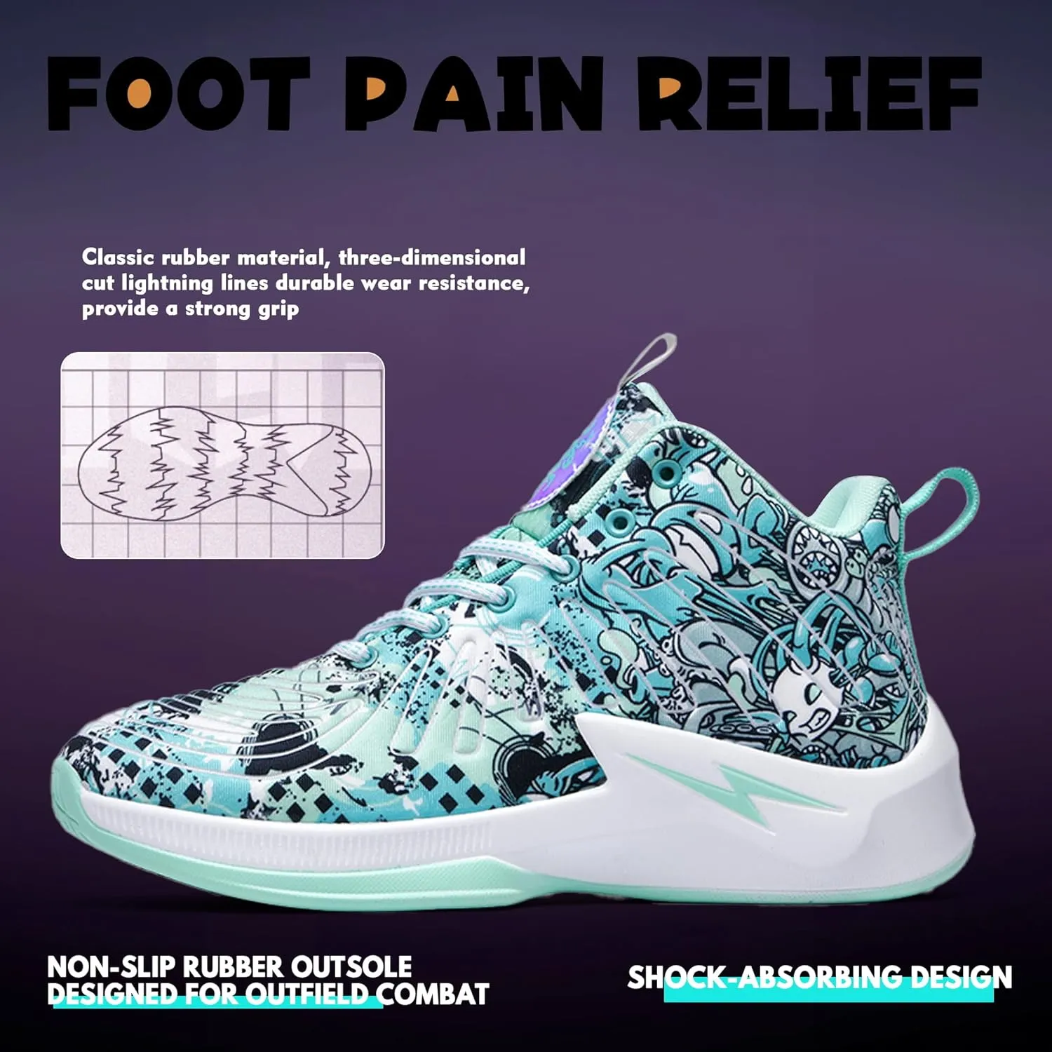 Men's High Top Basketball Shoes Lightweight Breathable Non Slip Gym Sneakers Suitable Training Sports