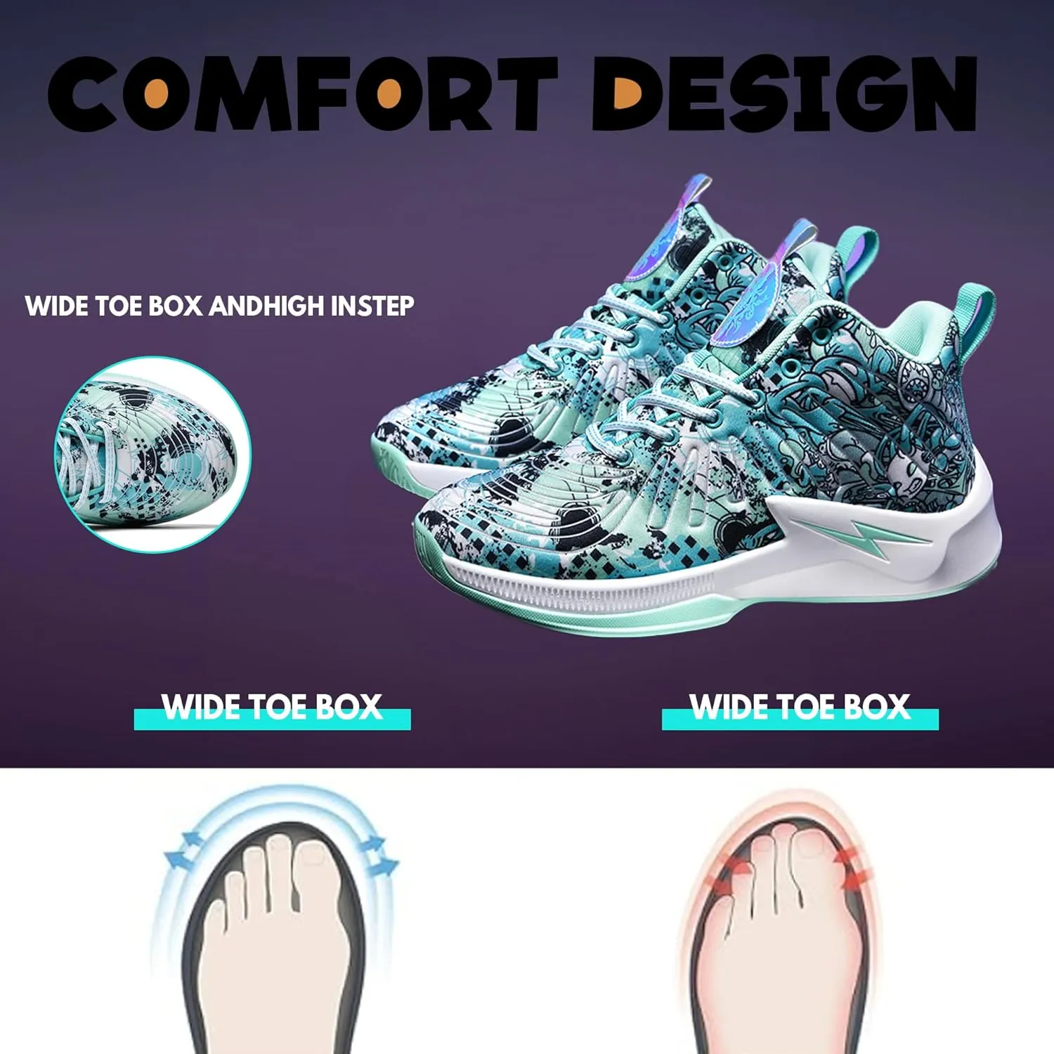 Men's High Top Basketball Shoes Lightweight Breathable Non Slip Gym Sneakers Suitable Training Sports