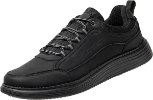 Men's Leather Lace-up Fashion Sneakers,Classic Breathable Comfortable Slip-on Non Slip Business Oxford Dress Shoes