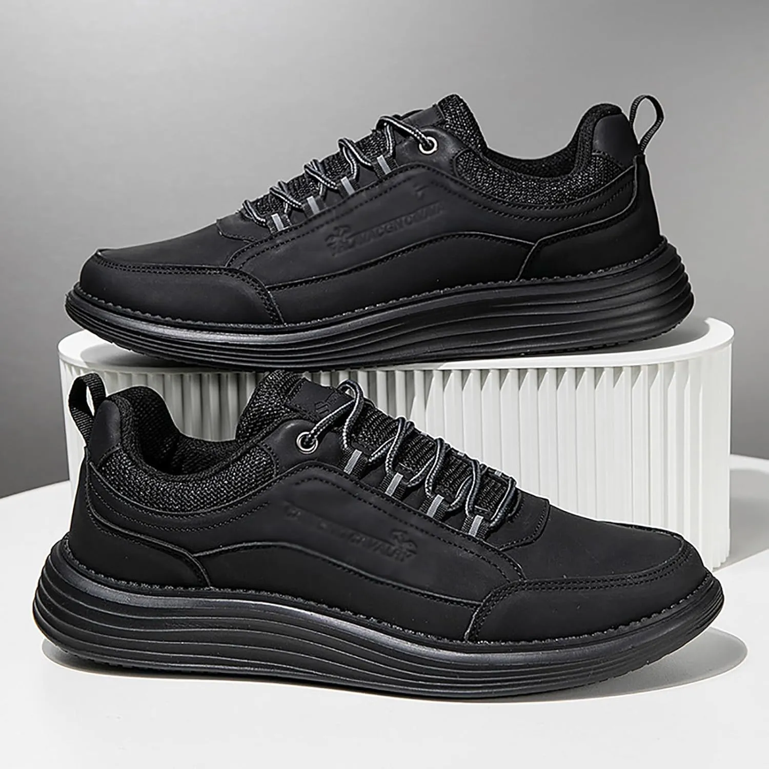 Men's Leather Lace-up Fashion Sneakers,Classic Breathable Comfortable Slip-on Non Slip Business Oxford Dress Shoes