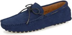 Men's Loafers Genuine Leather Round Toe Stitching Details Deck Shoes Rubber Sole Suede Vamp Comfortable Flexible Flat Heel Classic Fashion Slip-ons