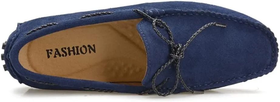 Men's Loafers Genuine Leather Round Toe Stitching Details Deck Shoes Rubber Sole Suede Vamp Comfortable Flexible Flat Heel Classic Fashion Slip-ons