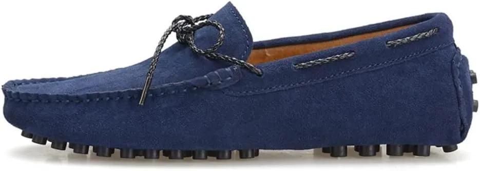 Men's Loafers Genuine Leather Round Toe Stitching Details Deck Shoes Rubber Sole Suede Vamp Comfortable Flexible Flat Heel Classic Fashion Slip-ons