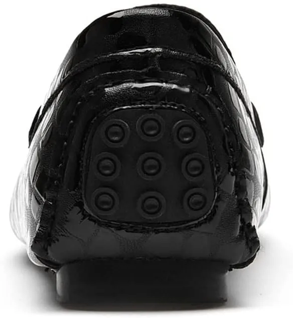 Mens Loafers Shoe Driving Moccasins Loafers Faux Crocodile Embossed Leather Anti-Slip Flat Heel Comfortable Prom Slip-on
