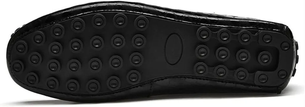 Mens Loafers Shoe Driving Moccasins Loafers Faux Crocodile Embossed Leather Anti-Slip Flat Heel Comfortable Prom Slip-on