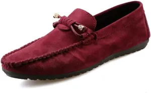 Men's Loafers Shoes Round Toe Solid Color PU Leather Suede Vamp Loafers Slip Resistant Lightweight Flat Heel Classic Wedding Slip-on