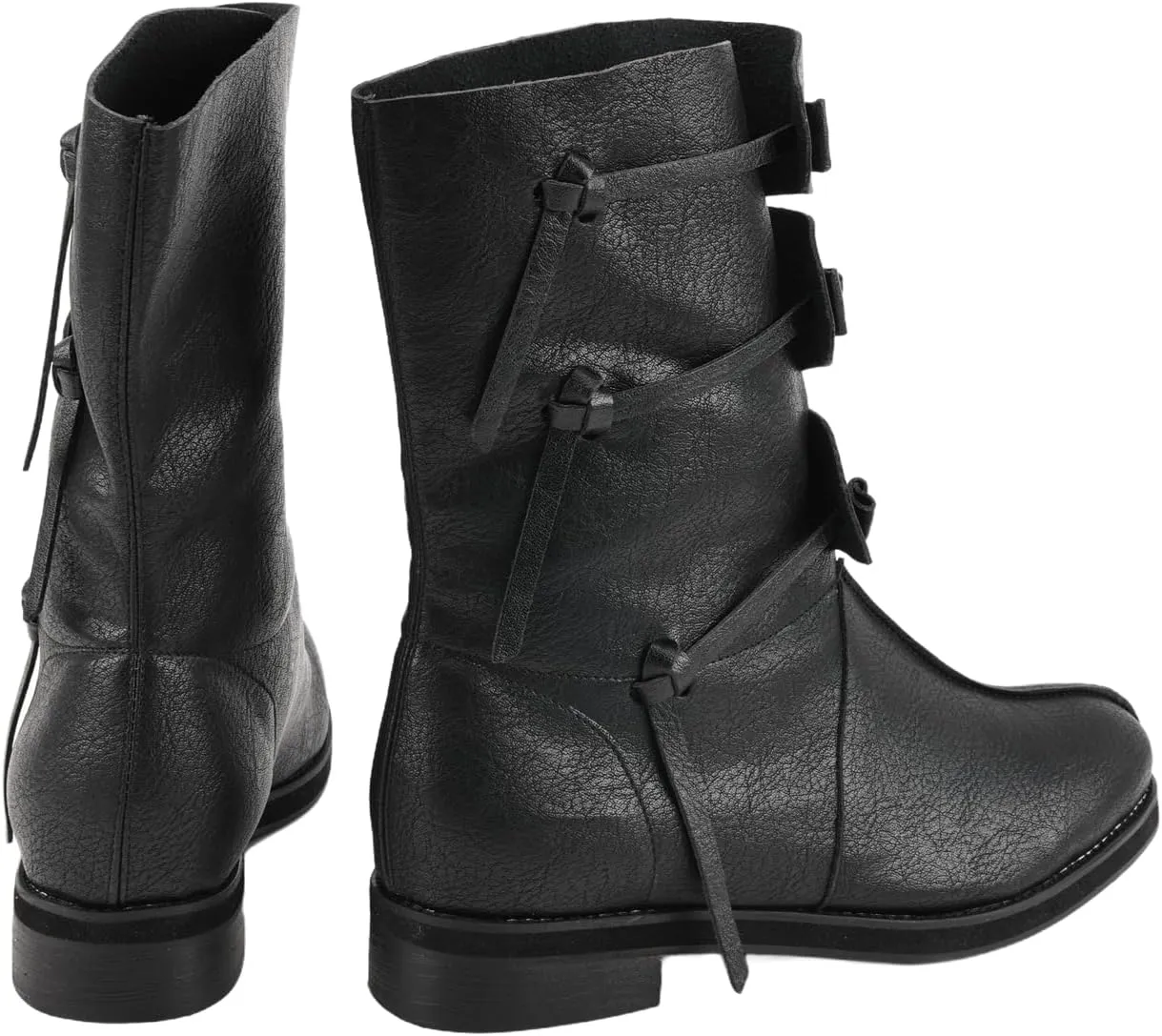 Mens Medieval Renaissance Cosplay Pirate Boots Lace Up Vintage Stage Viking Tied Boot for Halloween Party