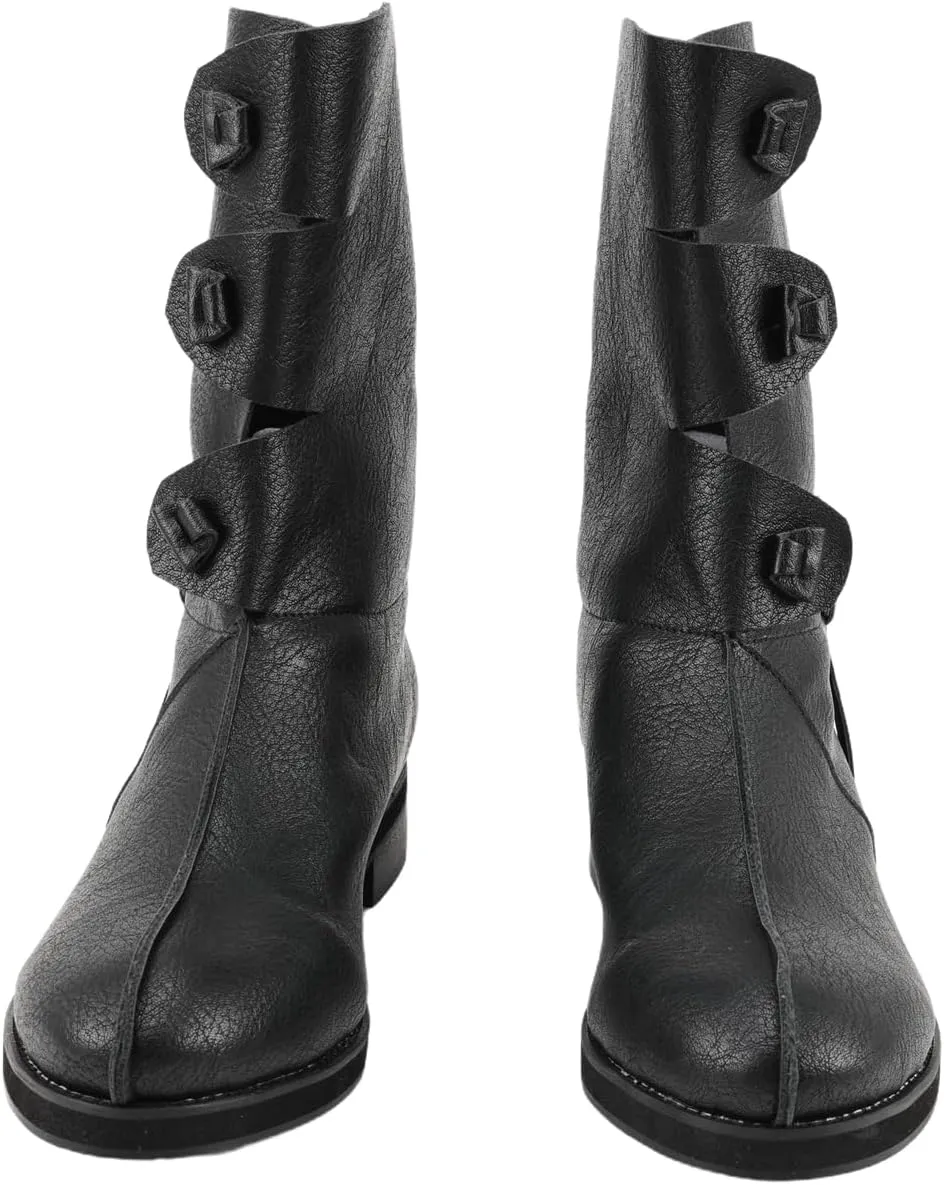 Mens Medieval Renaissance Cosplay Pirate Boots Lace Up Vintage Stage Viking Tied Boot for Halloween Party