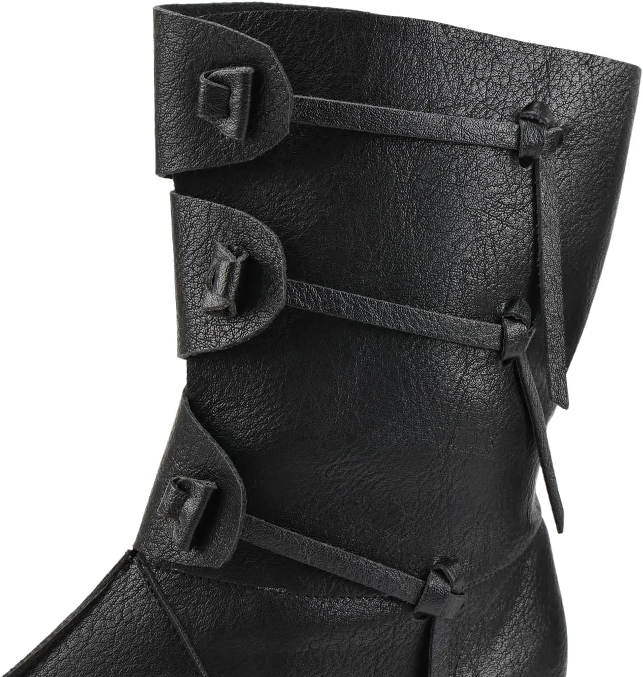 Mens Medieval Renaissance Cosplay Pirate Boots Lace Up Vintage Stage Viking Tied Boot for Halloween Party
