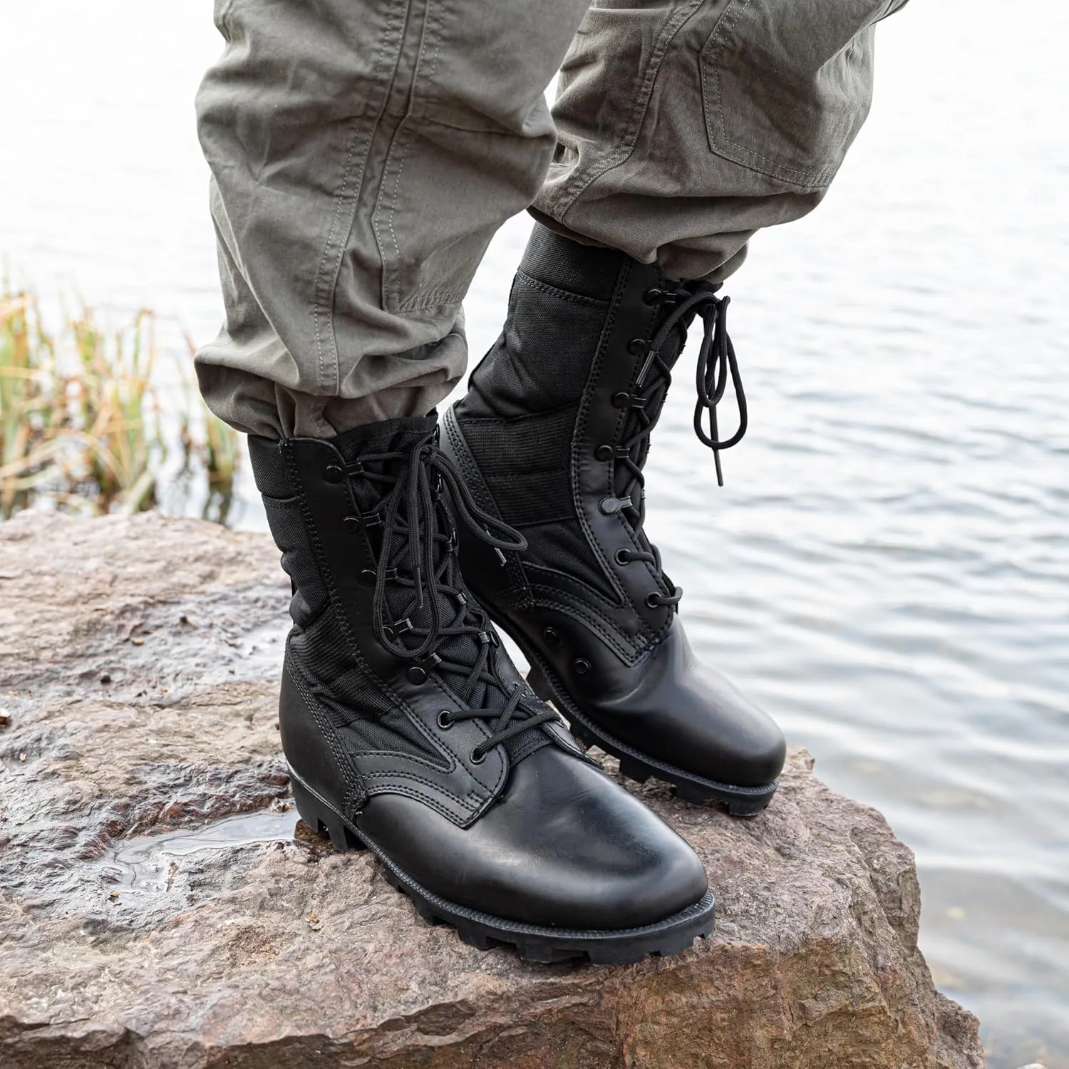 Men's Military Jungle Combat Boots 8 Inch Lightweight Motorcycle Tactical Boot Police Army Botas