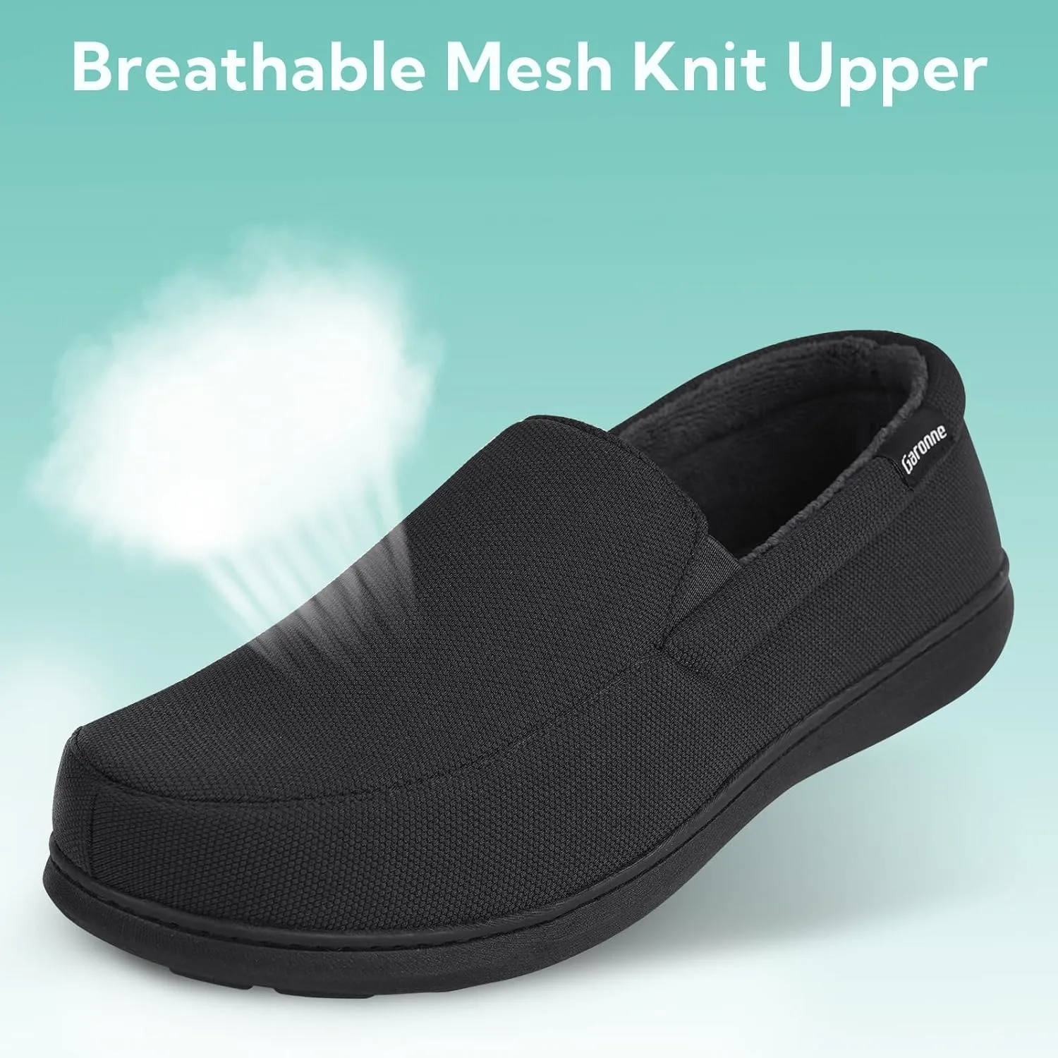 Men's Minimalist Memory Foam Slippers for Indoor/Outdoor, Breathable Knit House Shoes with Nonslip Rubber Sole