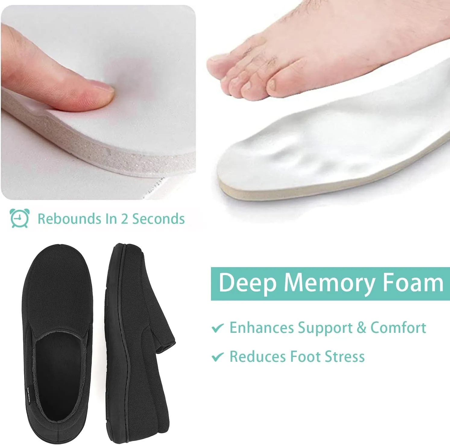 Men's Minimalist Memory Foam Slippers for Indoor/Outdoor, Breathable Knit House Shoes with Nonslip Rubber Sole
