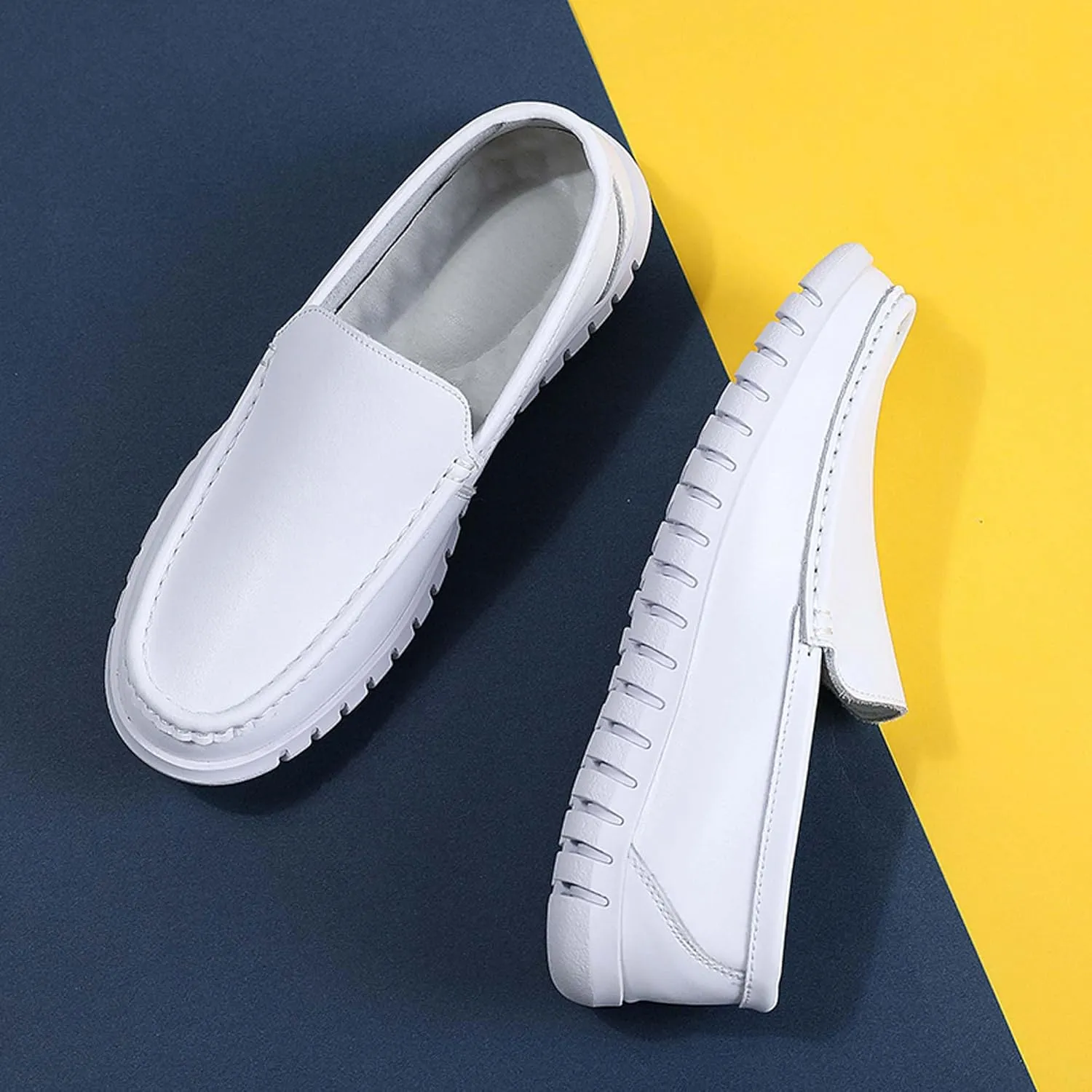 Men's Nurse Shoes Soft Sole Breathable, Non Slip, Comfortable Care Shoes Thick Sole Leisure Hospital Medical Work Shoes Restaurant White Service Shoes