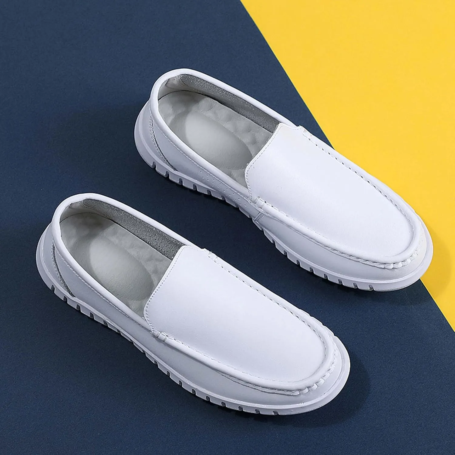 Men's Nurse Shoes Soft Sole Breathable, Non Slip, Comfortable Care Shoes Thick Sole Leisure Hospital Medical Work Shoes Restaurant White Service Shoes