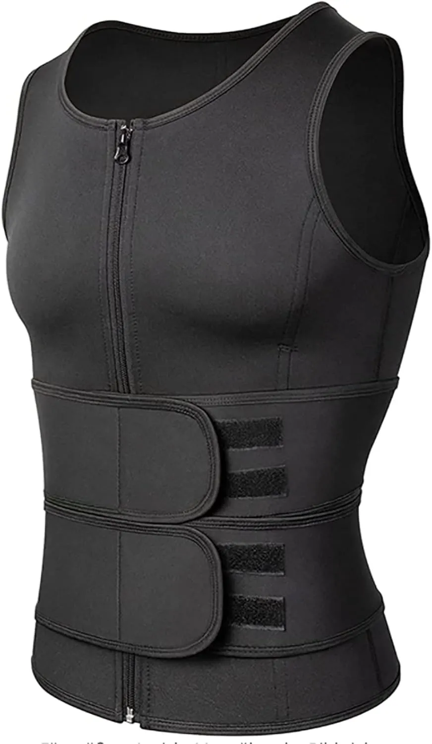 Men's Reducing Shapewear Thermal Shirt Sauna Compression Neoprene Waist Vest Lumbar Sports Shapewear Men's Waist Trainer Sauna Suits (Color : Black, Size : Large)