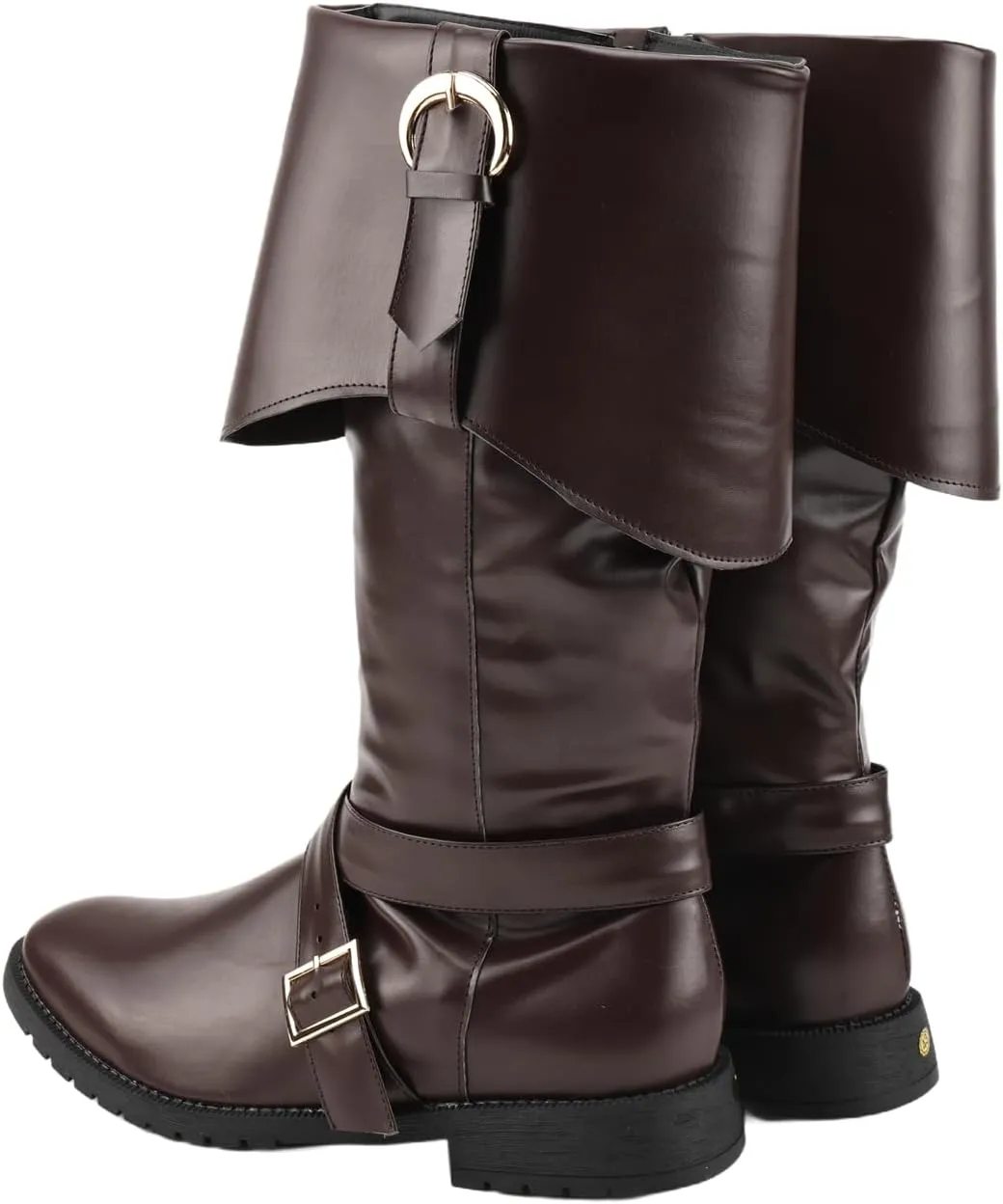 Mens Renaissance Pirate Viking Boots Steampunk Vintage Stage Button Boot for Halloween