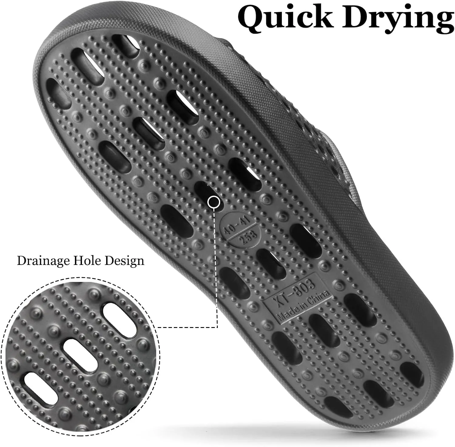 Mens Shower Shoes With Holes Dry Quickly Bath Slippers Womens Non Slip Indoor Home Bedroom Pool Spa Guest College Dorm