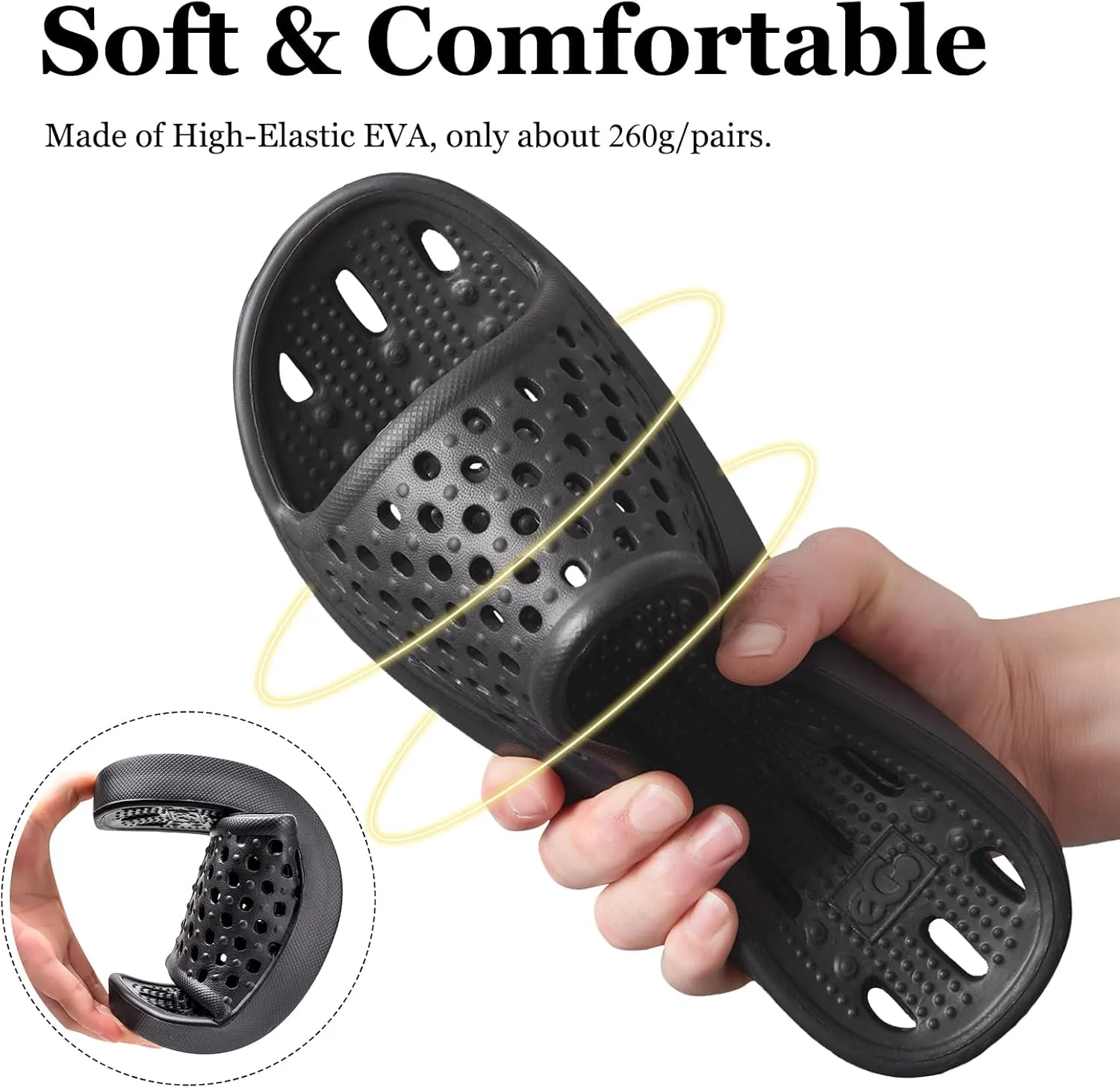 Mens Shower Shoes With Holes Dry Quickly Bath Slippers Womens Non Slip Indoor Home Bedroom Pool Spa Guest College Dorm