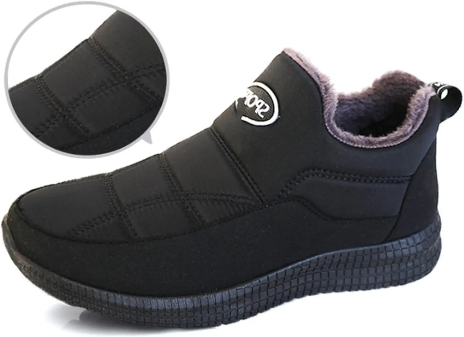 Men's Water Proof Insulated Snow Boots Classic Slip On Winter Boots Fleece Lined Warm Boots Flat Slip on Snow Shoes Men