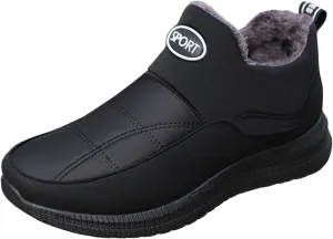 Men's Water Proof Insulated Snow Boots Classic Slip On Winter Boots Fleece Lined Warm Boots Flat Slip on Snow Shoes Men