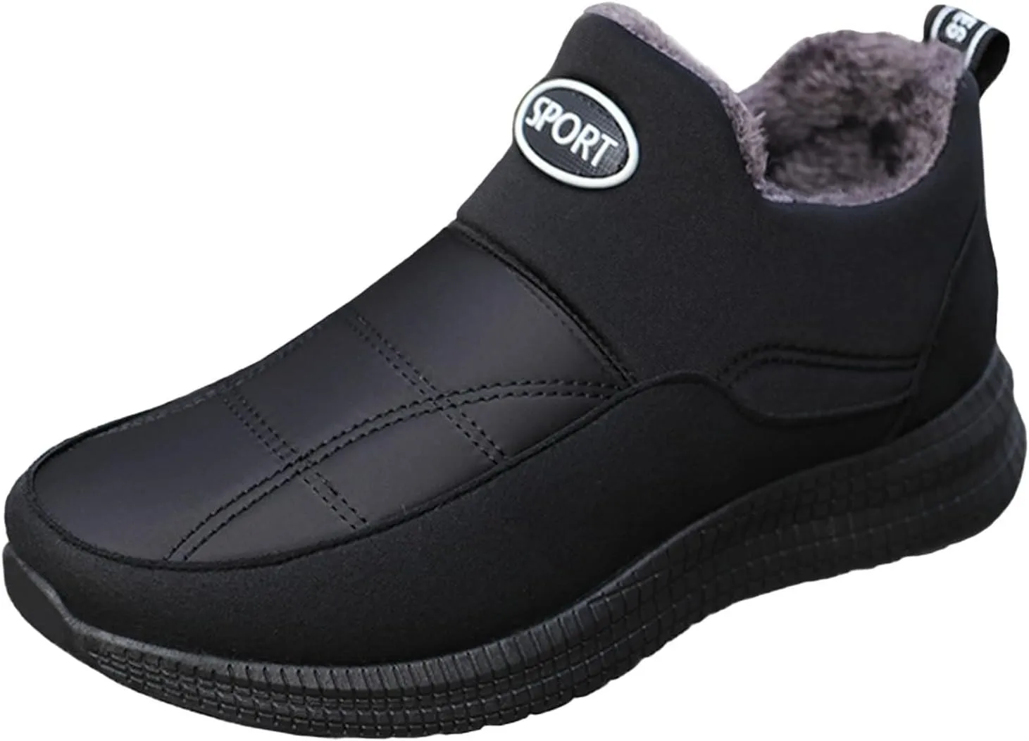 Men's Water Proof Insulated Snow Boots Classic Slip On Winter Boots Fleece Lined Warm Boots Flat Slip on Snow Shoes Men