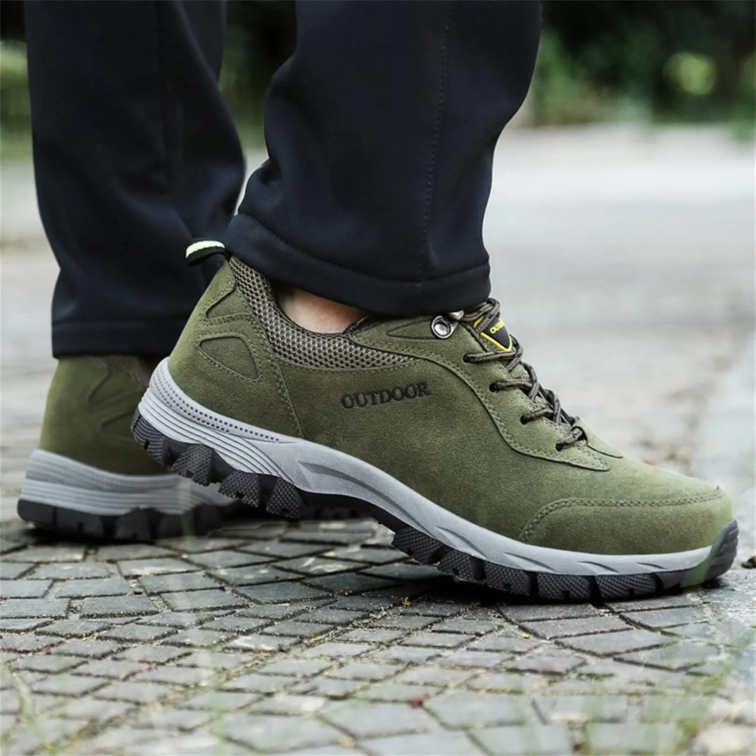 Men's Wide Hiking Shoes Slip on Loafers Trekking Trails Sneakers Waterproof Walking Shoes with Arch Support