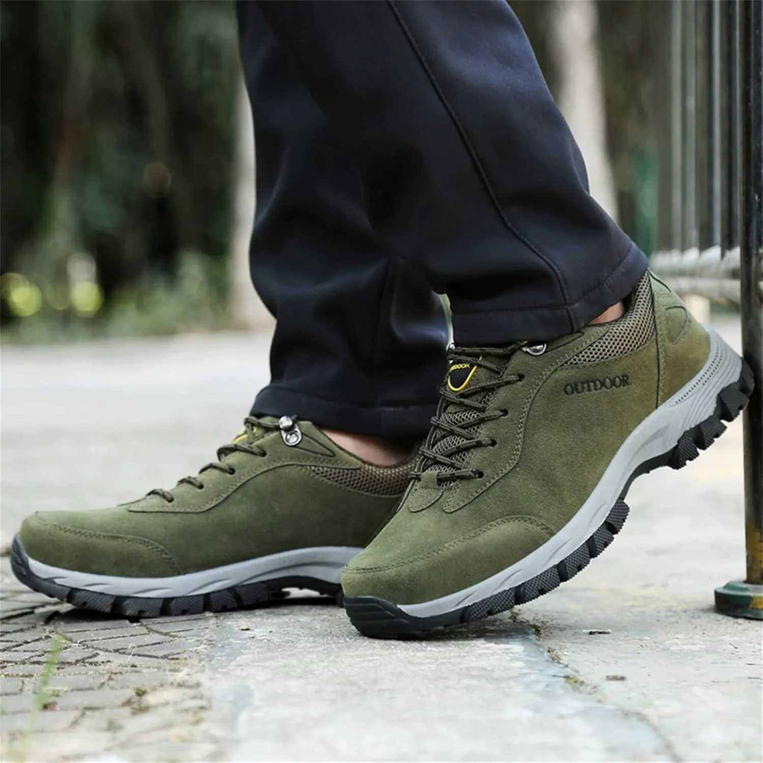Men's Wide Hiking Shoes Slip on Loafers Trekking Trails Sneakers Waterproof Walking Shoes with Arch Support
