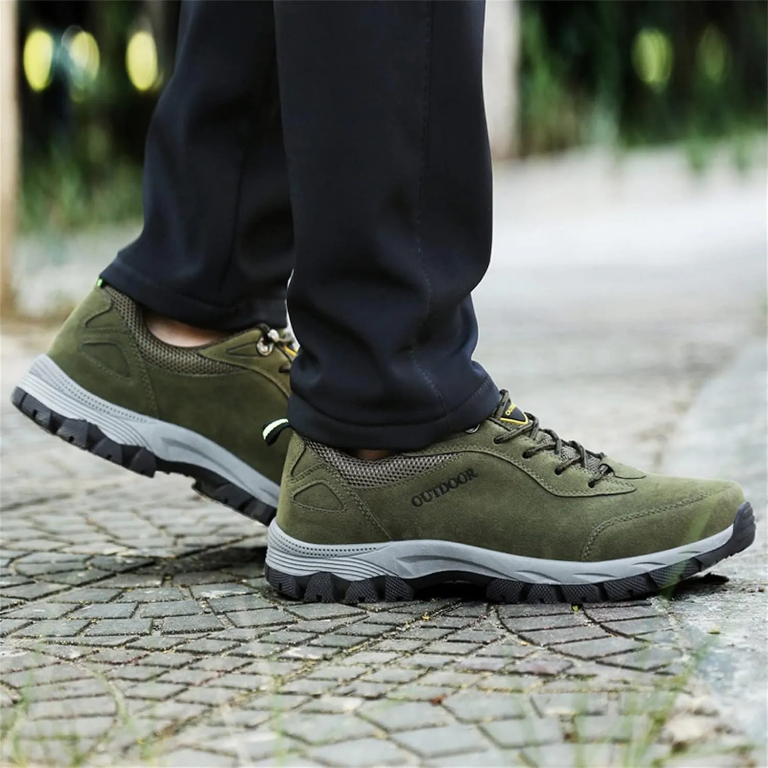 Men's Wide Hiking Shoes Slip on Loafers Trekking Trails Sneakers Waterproof Walking Shoes with Arch Support
