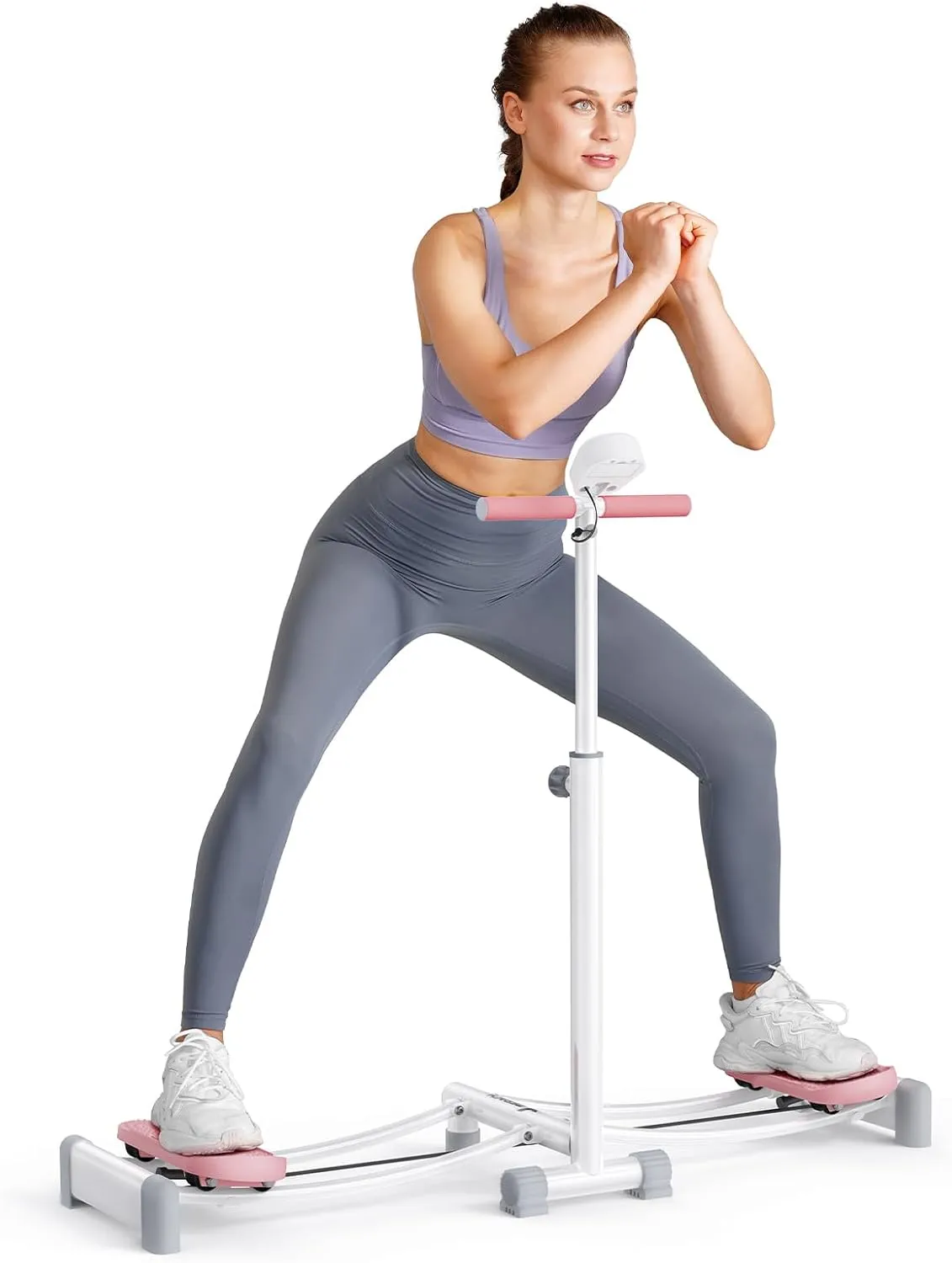 MERACH Ski Machine, Simulated Ski Trainer, Adjustable Height Ski Machine Exercise Equipment for Leg Pelvic Floor Muscle Workout, Fun Cardio Fitness Equipment for Home Full Body Workout (White)