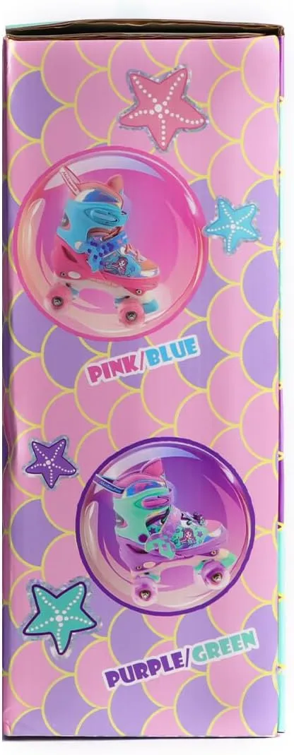 Mermaid Roller Skates for Girls Kids, Mosoulais 4 Size Adjustable Light up Wheels Skates for Toddlers, Beginner Women Rollerskates Indoor Outdoor for Xmas Birthday Gifts, Patines para Niñas Niños