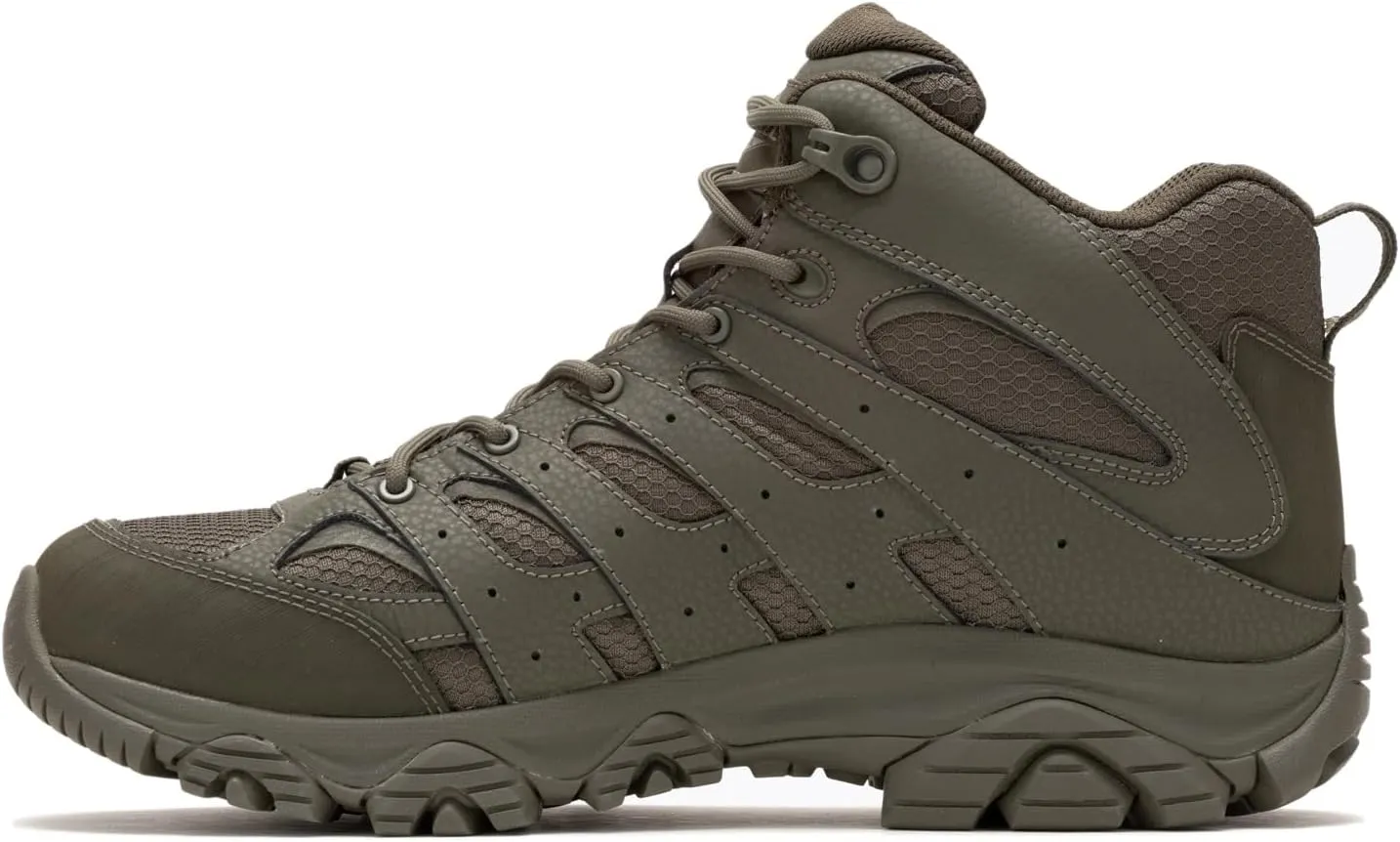 Merrell Men's Moab 3 Mid Response Tactical Waterproof Boots, Lightweight Full Grain Leather Work Hiking Outdoor Shoes