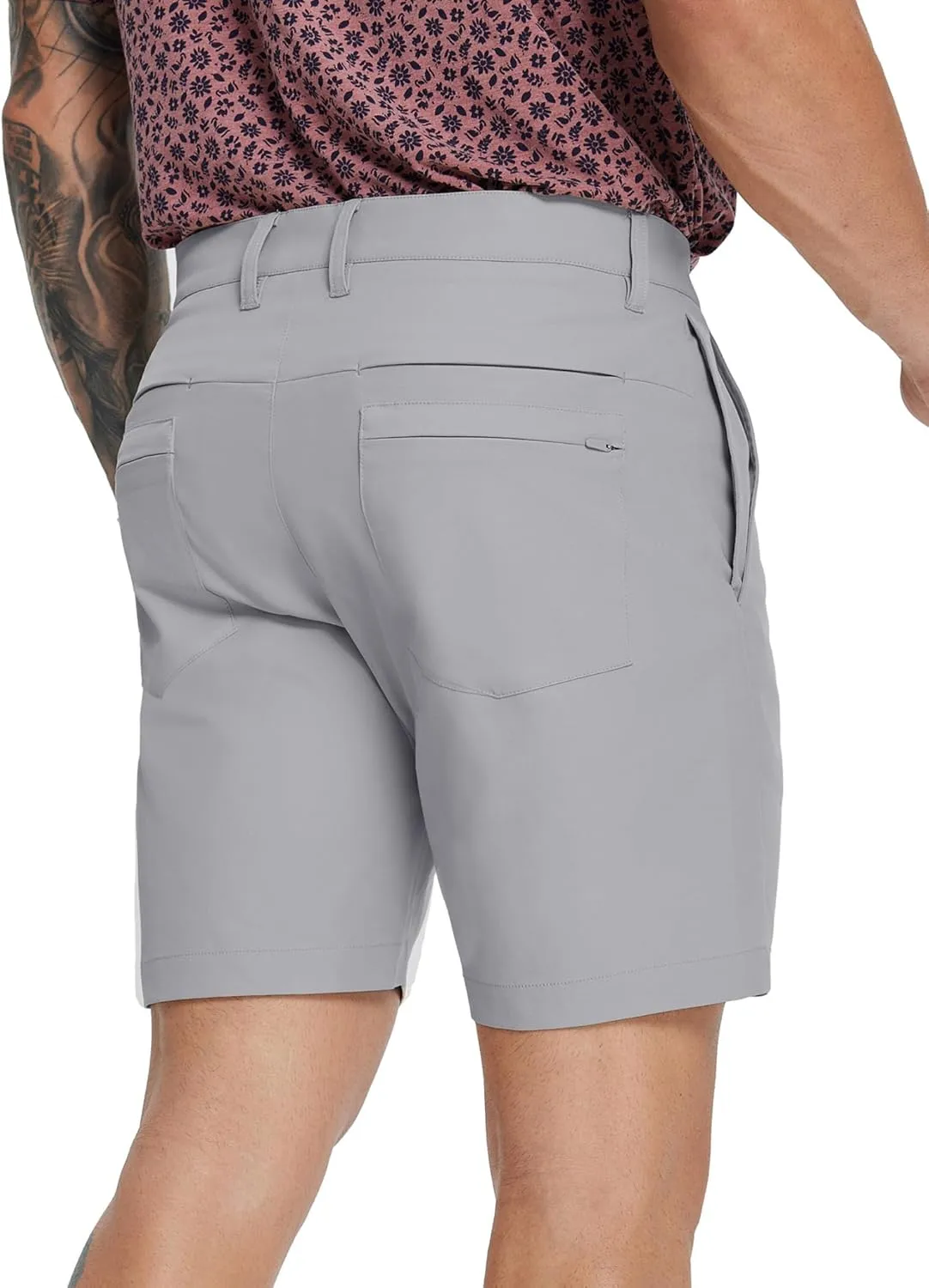 MICHEL ROUEN Golf Shorts Men 7" Solid 8 Pockets Lightweight Water-Resistant Flat Front Flex Stretch Casual Mens Dress Shorts