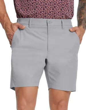 MICHEL ROUEN Golf Shorts Men 7" Solid 8 Pockets Lightweight Water-Resistant Flat Front Flex Stretch Casual Mens Dress Shorts