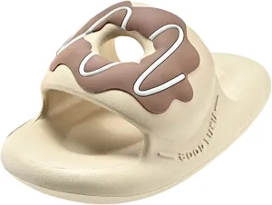 Microfiber Slippers for Men Flat Soles Thick Soles Non Slip Doughnuts Colorblock Open Toed Slippers Slides for