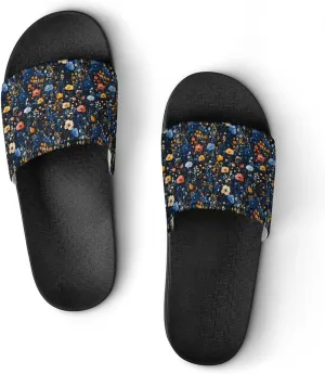 Midnight Field Flower Slippers Shower Slipper In-Door Slipper Quick Drying Non-Slip Bathroom Pool Woman Man PVC