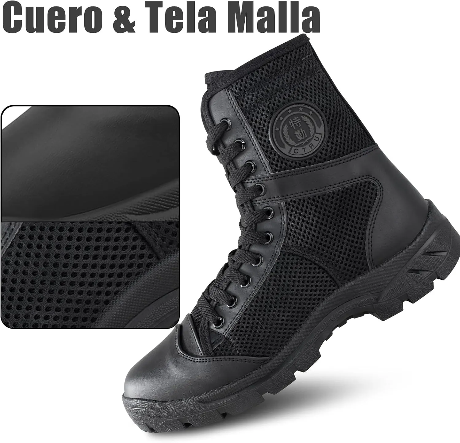 Military Boots for Men Side Zipper Tactical Boots Durable Duty Boots Breathable Work Boots Walk Boots Casual Boots Security Boots Desert Boots Combat Boots