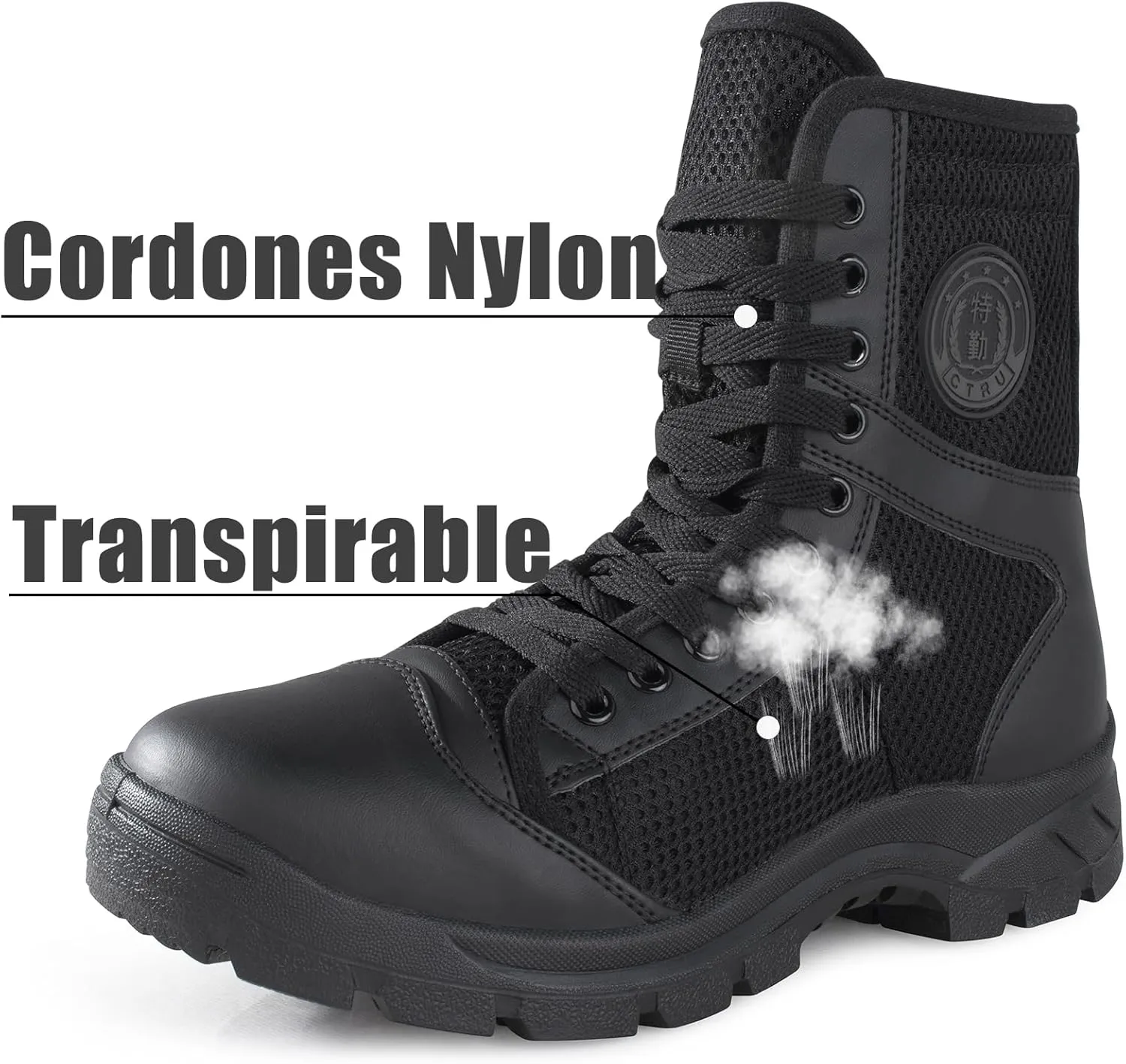 Military Boots for Men Side Zipper Tactical Boots Durable Duty Boots Breathable Work Boots Walk Boots Casual Boots Security Boots Desert Boots Combat Boots