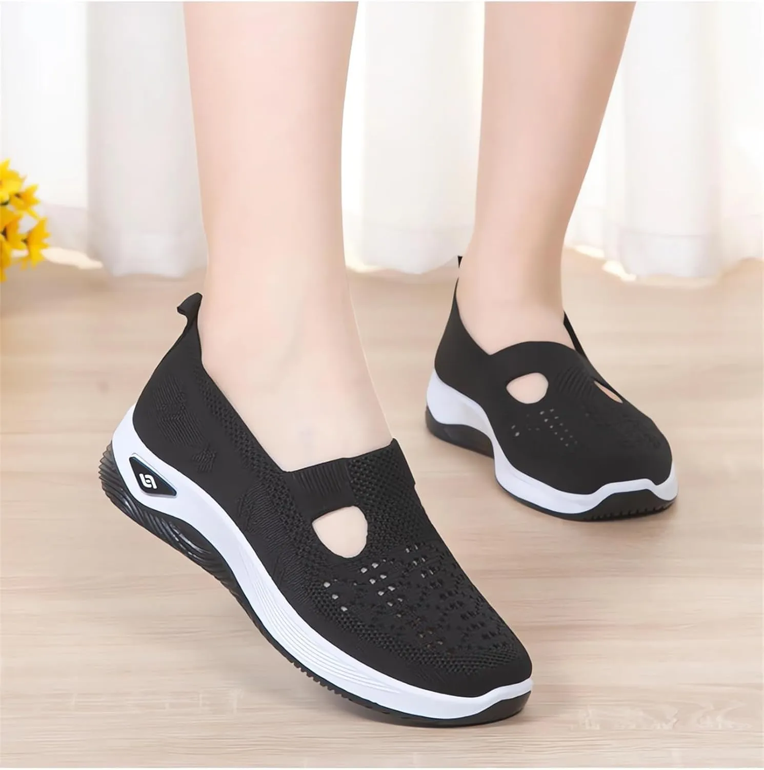 Mmoneyake Orthopedic Shoes for Women Arch Support Breathable Soft Shoes Comfy Walking Anti-Skid Sports Shoes Slip-On Breathable Mesh Trainers Casual Sneakers Footwear