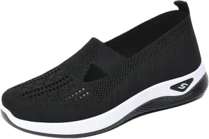 Mmoneyake Orthopedic Shoes for Women Arch Support Breathable Soft Shoes Comfy Walking Anti-Skid Sports Shoes Slip-On Breathable Mesh Trainers Casual Sneakers Footwear