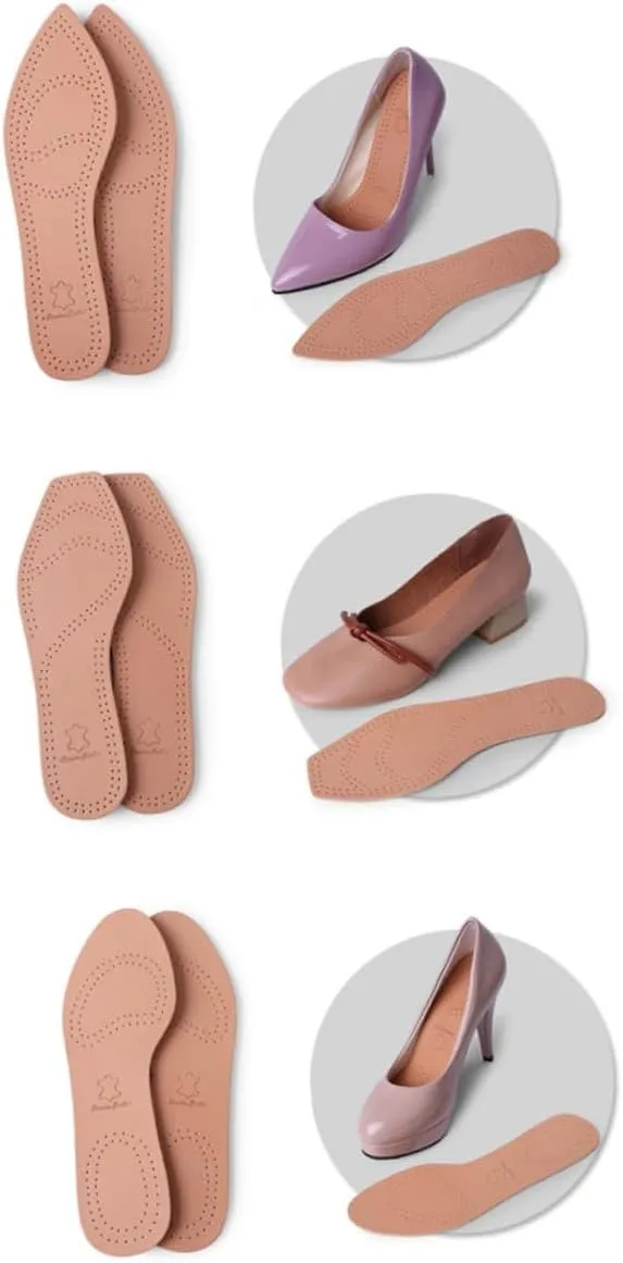 Mobestech 2 Pairs Insoles for Women's High Heels Sandals Foot Gel Inserts Breathable Cowhide Size 39-40