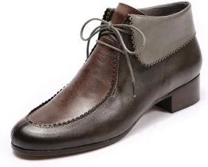 Mona flying Lace-up Leather Ankle Boots for Women Low Heel Fashion Tie up Dress Booties